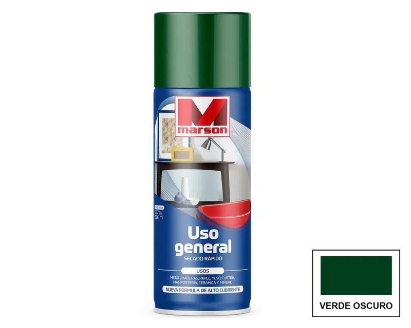 Pintura Spray Acrílica Super Color Verde Oscuro 350 ml Uso General